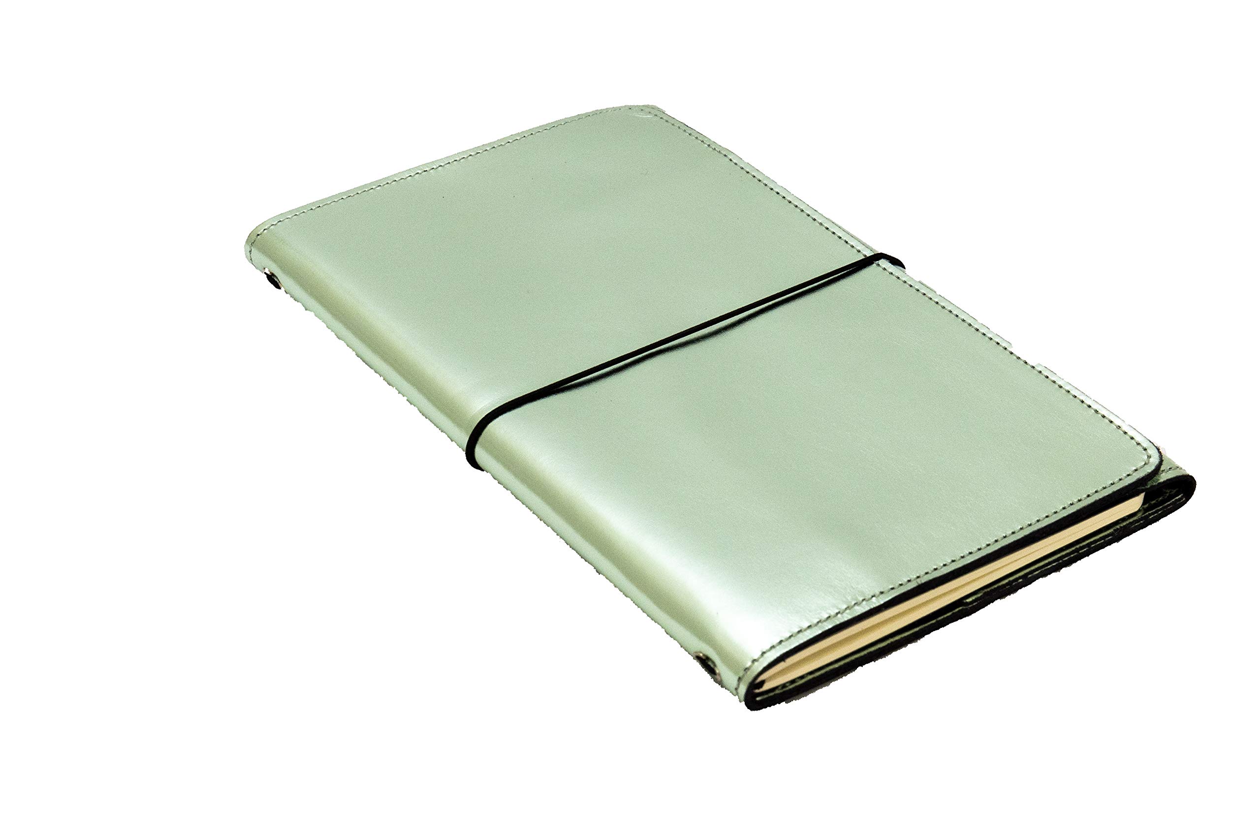 

LOUISE CARMEN Notebook Cover, Handmade in France with Premium Genuine Leather, A6 Slim Size, Pocket Size, Pastel Green
