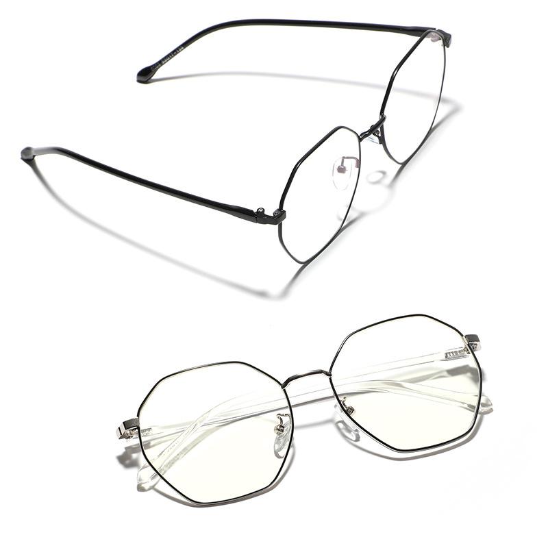 Glasses Metal Flat Glasses Versatile Wind Polygon Frame Plain Glasses Women'S Glasses Men'S