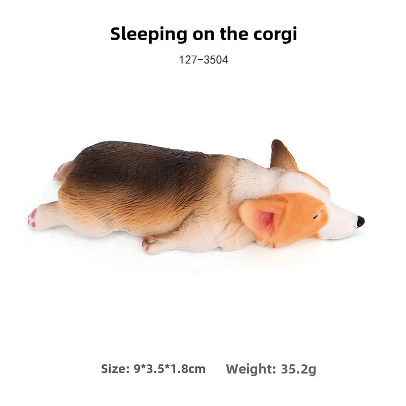 Cute Miniature Animal Model of Solid Welsh Corgi Dog with Short Legs, Lifelike Corgi Figurine for Home Decoration