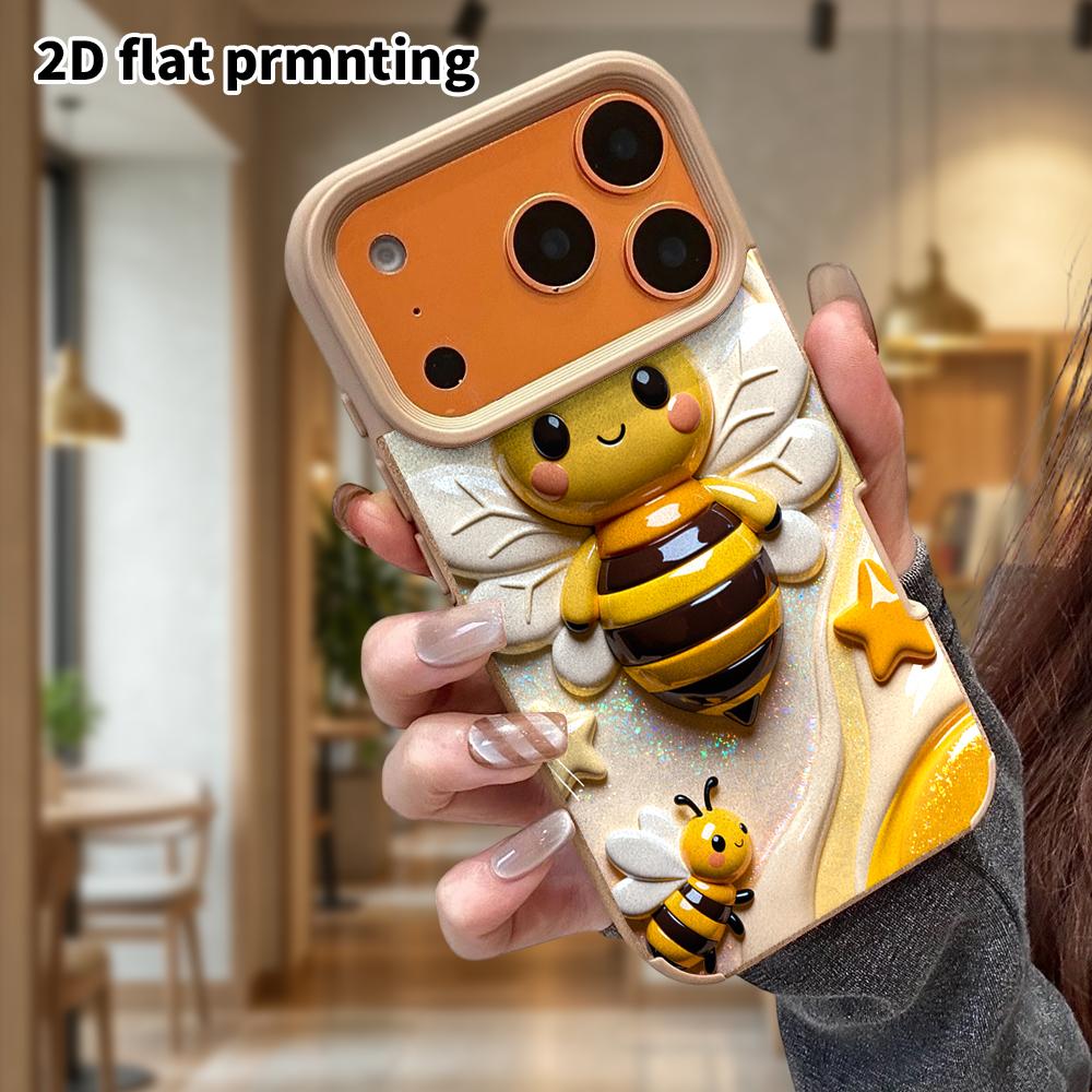 Phone Case: Lambskin 2D Flat Samsung Galaxy A34 A35 M05 M06 S20 S22 S21 FE Plus 5G Protective Case, Little Yellow Bee, Christmas and Halloween Gift