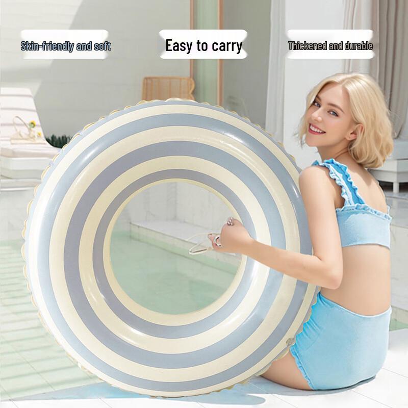 Inflatable Retro Stripe Swim Ring for Adults