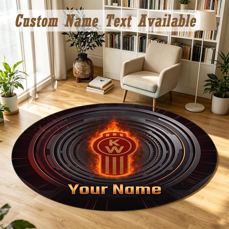 Round Rug Custom NameKenworth Pattern Non Slip Carpet Home Floor Decor