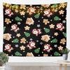 Merry Christmas Tapestry Santa Claus Wall Art Gingerbread Man Wall Hanging Blanket for Living Room Bedroom Xmas Tree Home Decor