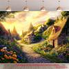 2D Dreamy Countryside Backdrop Magical Sunset Cottage Studio Photo Background Cloth