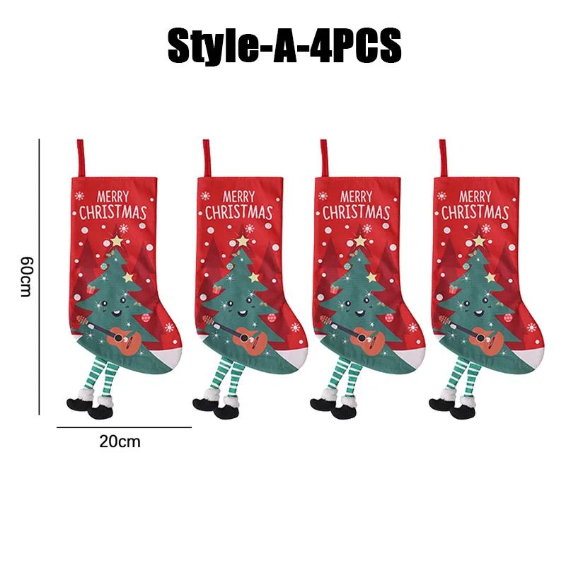 Hanging Christmas Santa Claus Snowman Decorative Gift Socks Christmas Tree Ornaments Scene Setup Cute Christmas Candy Gift Bag