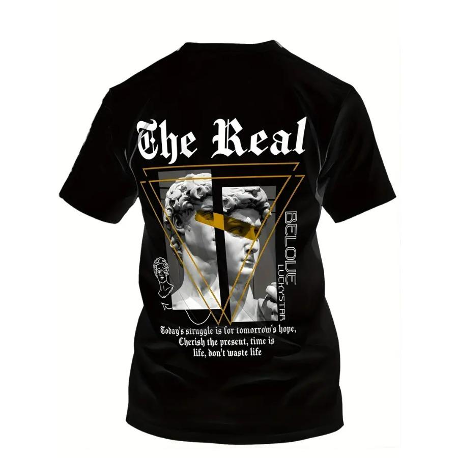 Realistic Print Men's Summer Sporty Comfortable T-Shirt with Mesh Fabric - Street Style, Round Neck, Short Sleeve, Suitable for Running and Daily Wear
