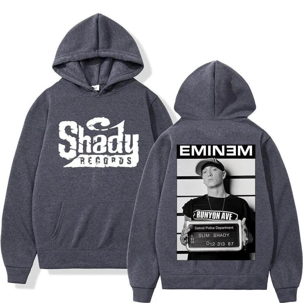 European and American Men's Hooded Sweatshirt Rapper Eminem Print Adult Outdoor Street Casual Warm Long-sleeved Sweatshirt