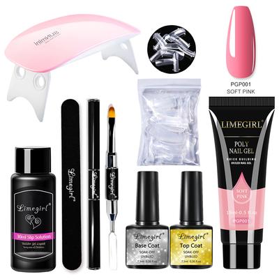 Limegirl 15ml Polygels Kit avec 6W UV lampe à LED bâtiment Gel vernis Extension des ongles Solution antidérapante ongles Art manucure ensemble