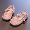Girls flower petal small single shoes summer new children medium children sweet mesh pearl solid color mesh