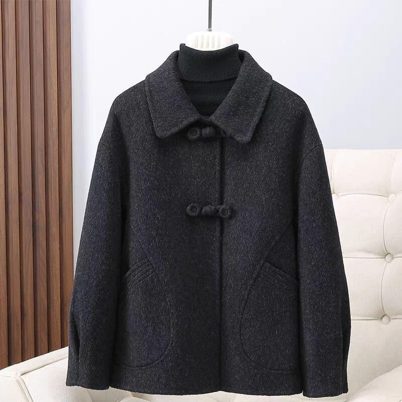 

Women s Petite Slimming Double-Sided Wool Coat, Short, for Spring and Autumn 2025 2XL 120-135 kg