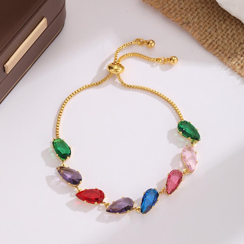 Light Luxury Geometric Water Drop Bracelet with Cubic Zirconia - Sweet, Versatile, and Elegant Jewelry for Summer