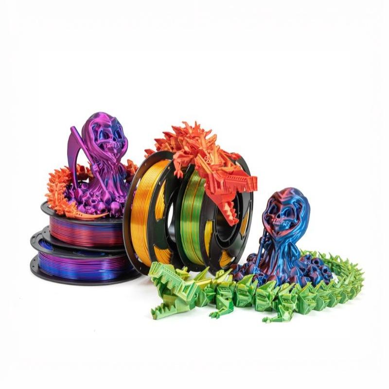 1Kg Silk Rainbow Pla Filament 1.75Mm Shiny Multicolor 3D Printer Filament Fast Color Change Plus-Minus 0.03Mm 1Kg Spool
