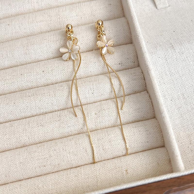 

Цветочные серьги, темпераментные длинные серьги с бахромой для женщин, новые серьги золотой