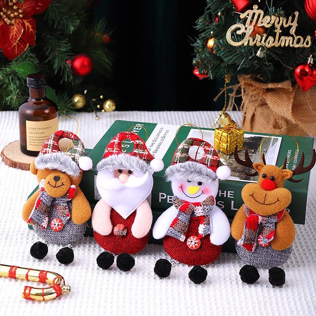 Cross-Border Christmas Hanging Decorations: Burlap Santa & Snowman Doll Pendants