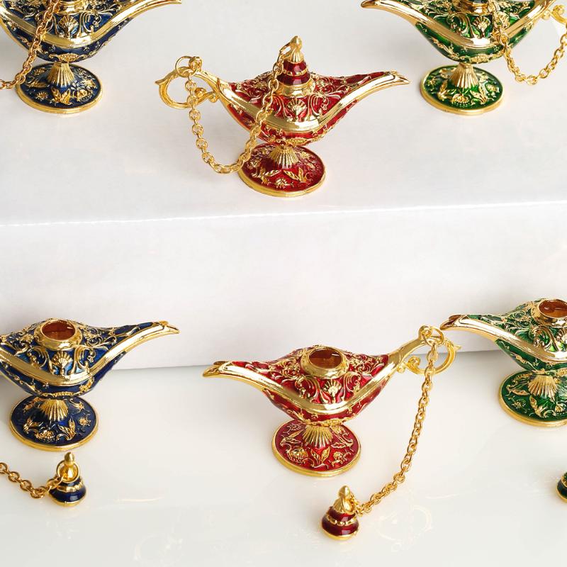 Aladdin Magic Lamp Alloy Decorative Crafts Ornaments Statue Wedding Holiday Party Home Living Room Desktop Decoration Crafts