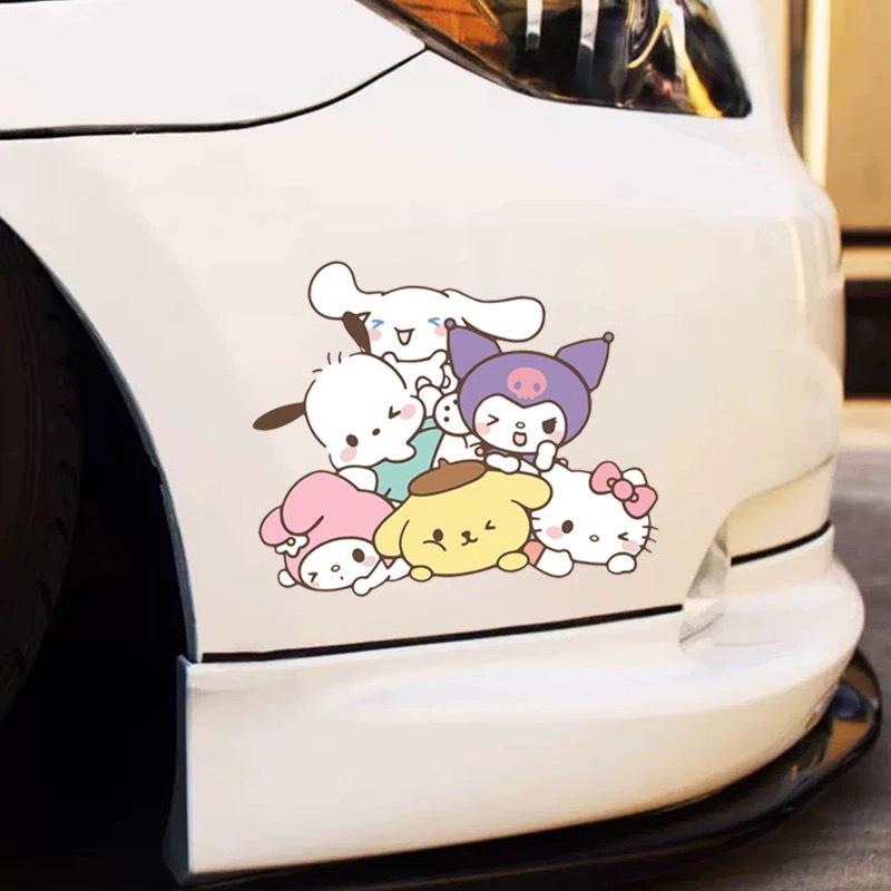 Cartoon Cute Car Stickers: Kuromi, Pochacco & Cinnamoroll Scratch Cover for Electric Motorcycles