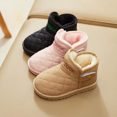 Bottes de neige chaudes et antidérapantes avec velours et chaussures épaisses rembourrées en coton pour garçons à semelles souples