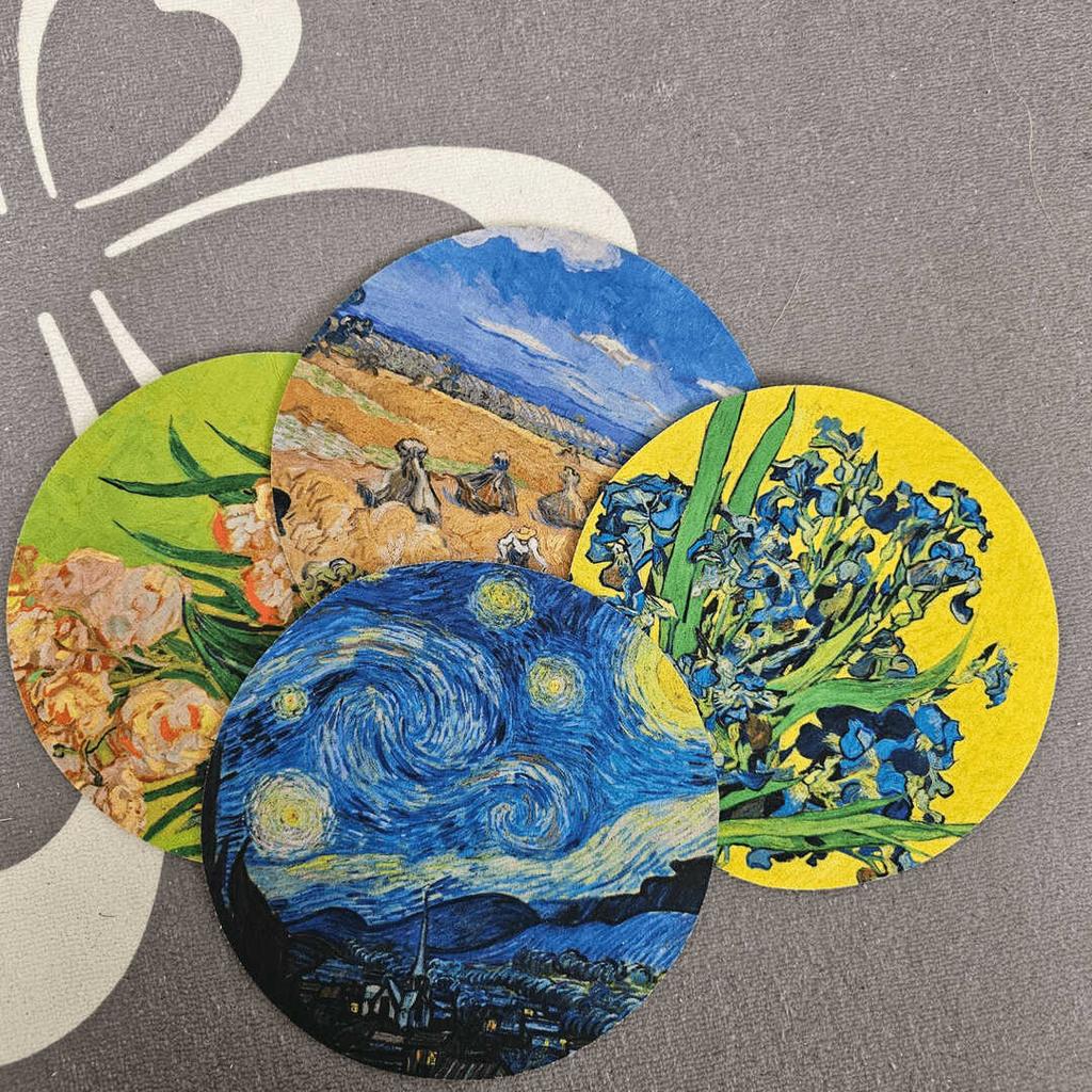 Van Gogh Art Coaster Set Large 20cm Waterproof Diatom Mud Heat Insulation Hand Painted