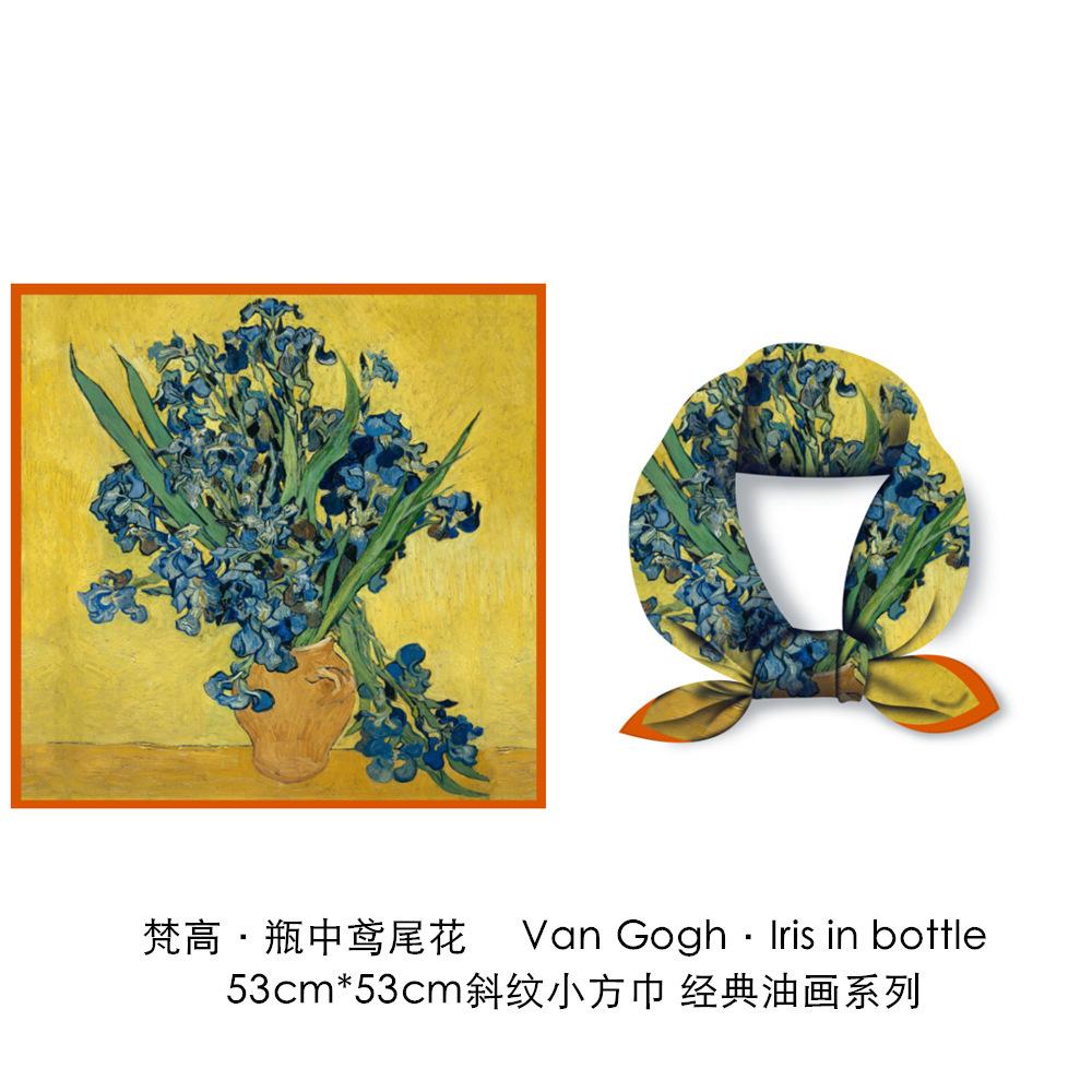 Silk scarf Van Gogh classic oil painting blooming apricot lady new 11cm decorative painting small square scarf scarf