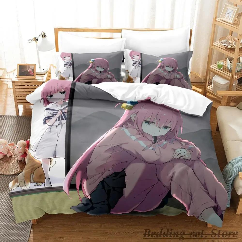 Gotou Hitori Bedding Set Single Twin Full Queen King Size Bed Set Adult Kid Bedroom Duvetcover Sets Anime parure de lit Bed