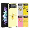 Hard PC Phone Case For Samsung Galaxy Z Flip 7 6 5 4 Black Cover For Galaxy Z Flip 3 Foldable Bags Capas Funny Bite Apple Banana