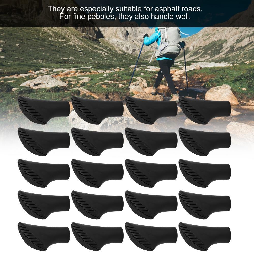 20 Pcs PVC Walking Stick Tip Protector Black Hiking Pole Tips Walking Stick Tips Trekking Poles