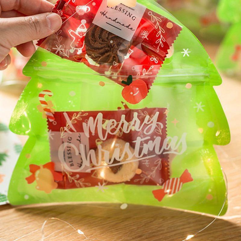 Christmas Tree Festival Gift Handle Bags for Candy Biscuit Cookies Chocolate Packaging Bags Birthdays Parties Holiday Decor