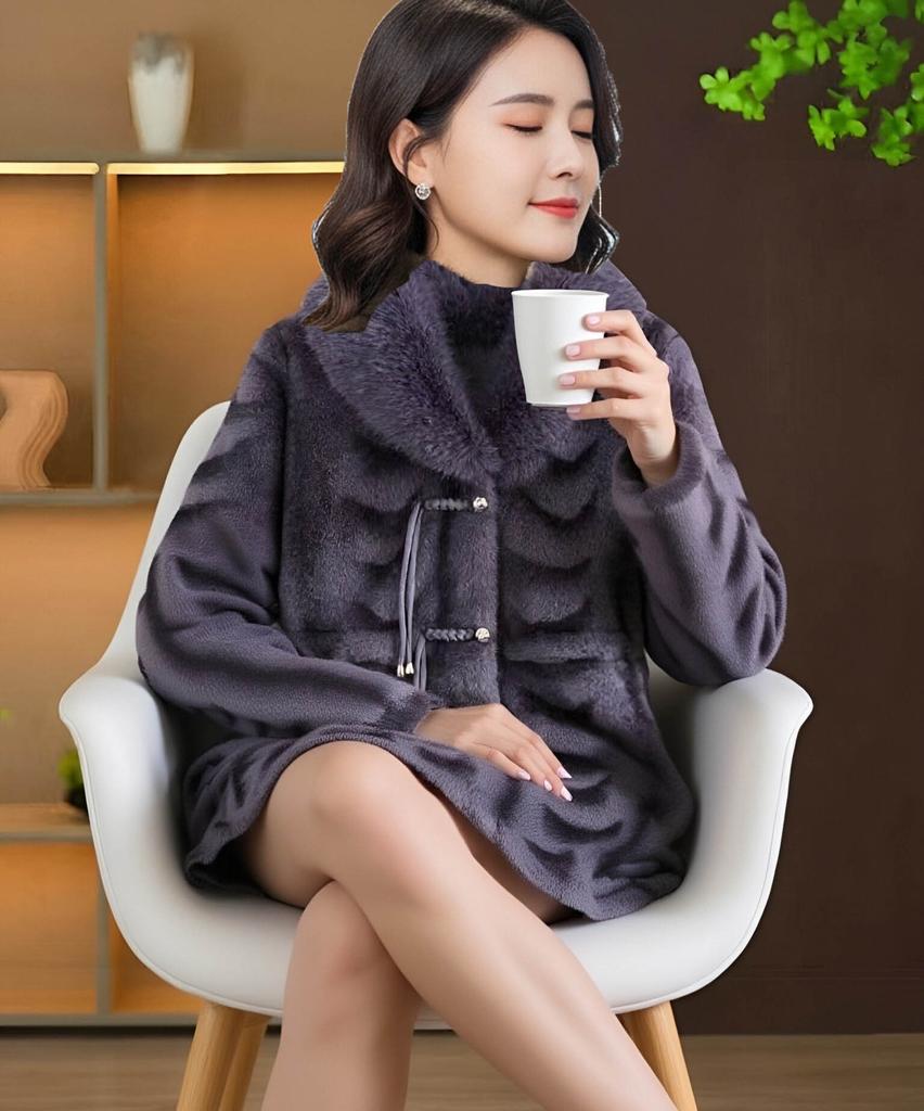 New gold mink fur integrated medium and long fur coat women's winter thickened jacket stand-up collar temperament commuter jacket