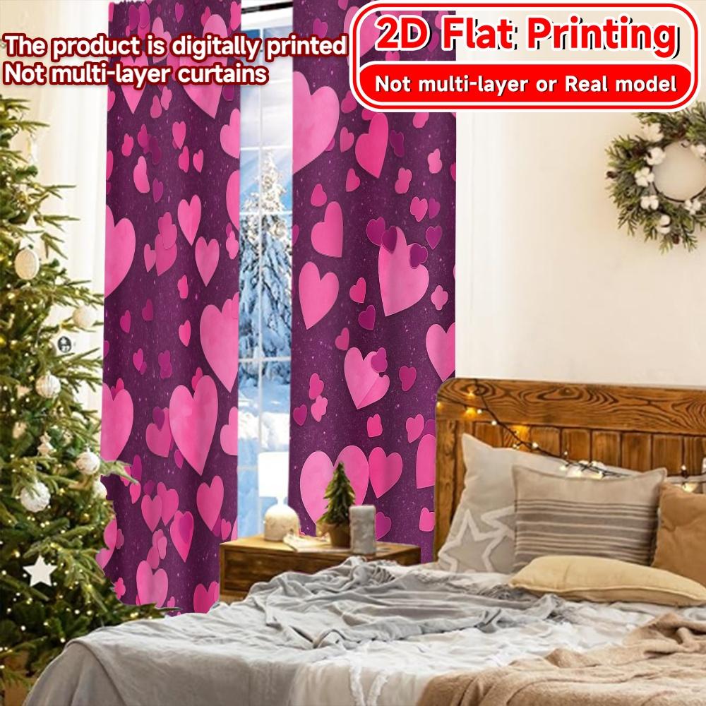 2 Stück, 2D-FLACHDRUCK Vorhänge (Ohne Stange) Herzensfall(1) Halloween Festival Kreative Vorhänge Vielseitig Langlebig Polyester