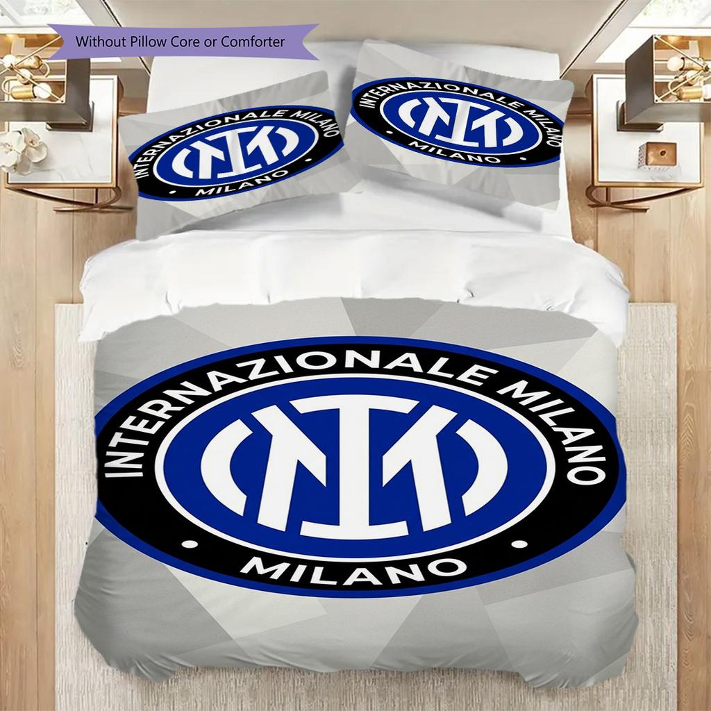 Biancheria da letto con design dello stemma dell'Inter (1 * copripiumino + 2 * federa, senza nucleo) Copripiumino e federa Set biancheria da letto Regalo di Natale compleanno
