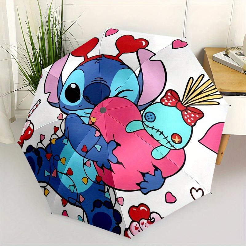 

Stitch,Valentine Themed Automatic Opening and Closing Folding Umbrella, Reinforced 8 Ribs, Compact Travel Design, Fashionable Folding Umbrel
