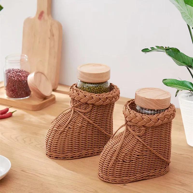 Kreativer Korb, Rattanimitat, gewebter Kunststoff, Schuhform, Aufbewahrungskorb, Home Shop, Schreibtisch-Dekoration, personalisierter Blumenkorb