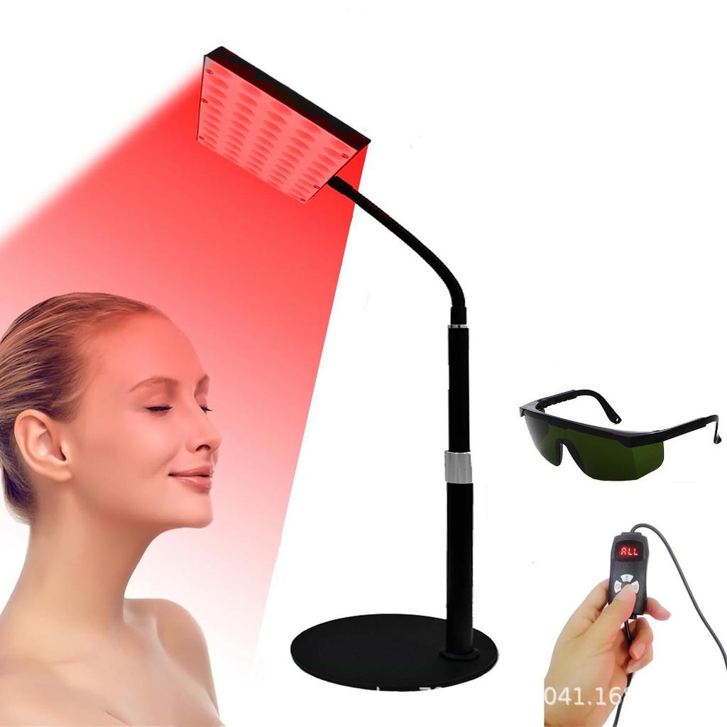 Adjustable Floor Stand Red Light Therapy Lamp - Single/Double Head with Tripod Gooseneck