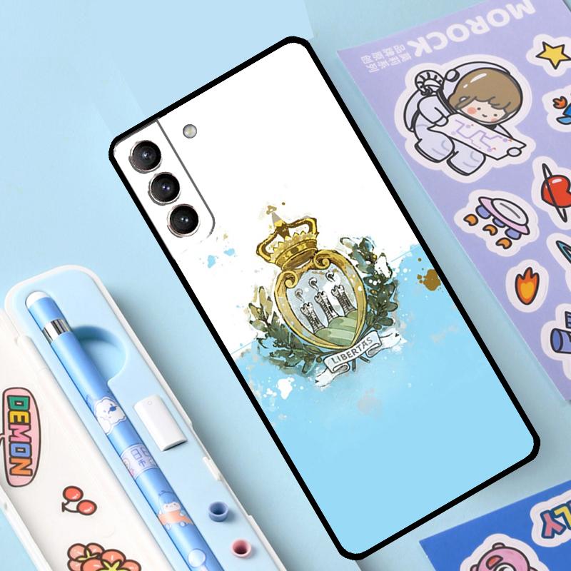 San Marino Flagge Fall für Samsung Galaxy S23 S22 Ultra S21 Plus S8 S9 S10 Hinweis 10 20 Ultra S20 FE S21 FE Abdeckung