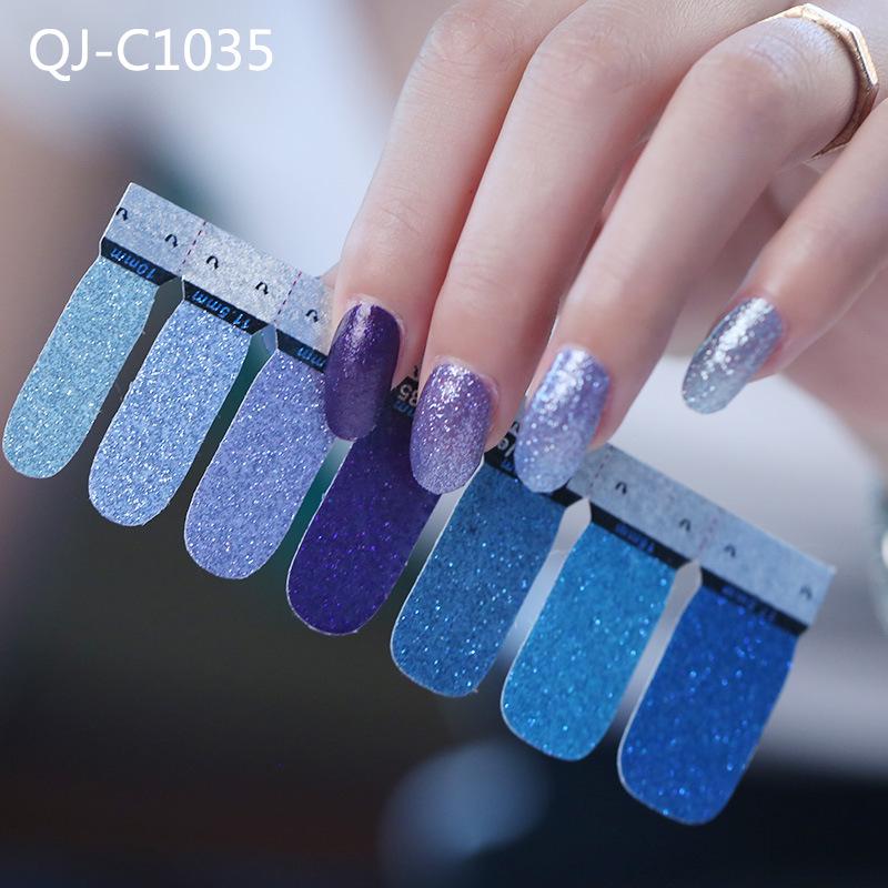 DIY Full Cover Self Adhesive Stickers Polish Foils Tips Wraps Glitter Gradient Shiny Nail Decals