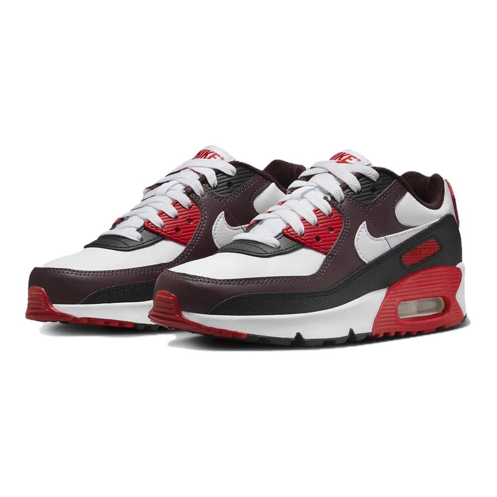 Nike Air Max 90 GS Burgundy Crush University Red Barnesneakers Svart Hvit HF6358-600