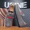 Fashion Men's Flat Shoes  New Comfort Non Slip Wear-resistant Casual Shoes Striped Breathable British Style Round Toe Shoes 2024