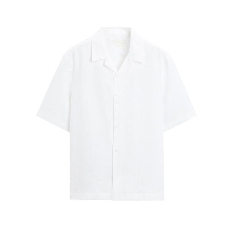 Summer New Men's Wear Lapel Short Sleeve Casual Simple and Comfortable Linen Blended Shirt Tops 3090123