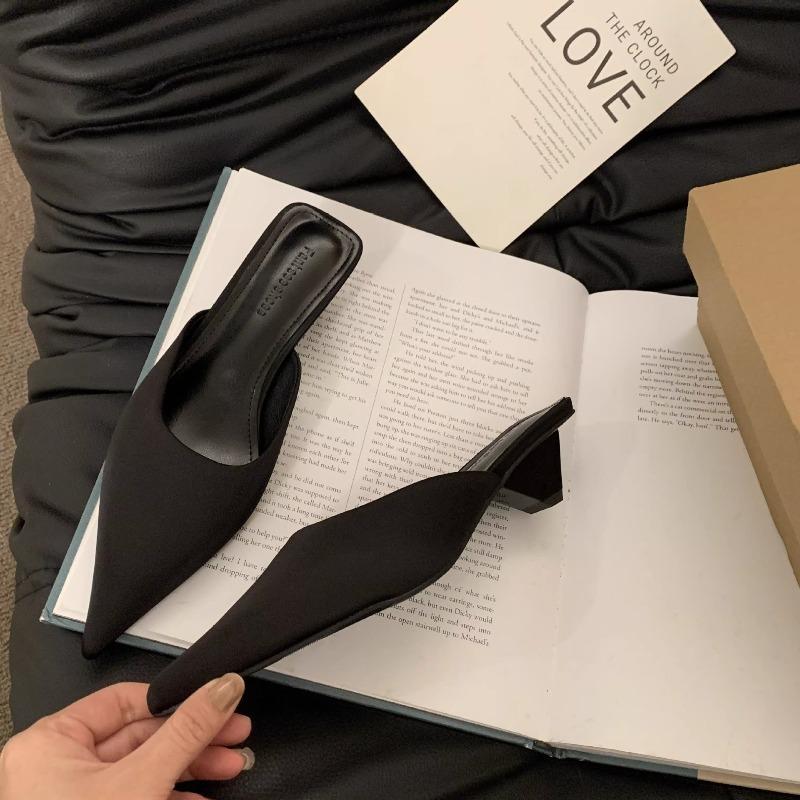 Baotou Half-slipper Women's Outerwear 2025 New Style Elegant Leopard Print Pointed-toe French High-heeled Leopard Print Shoes