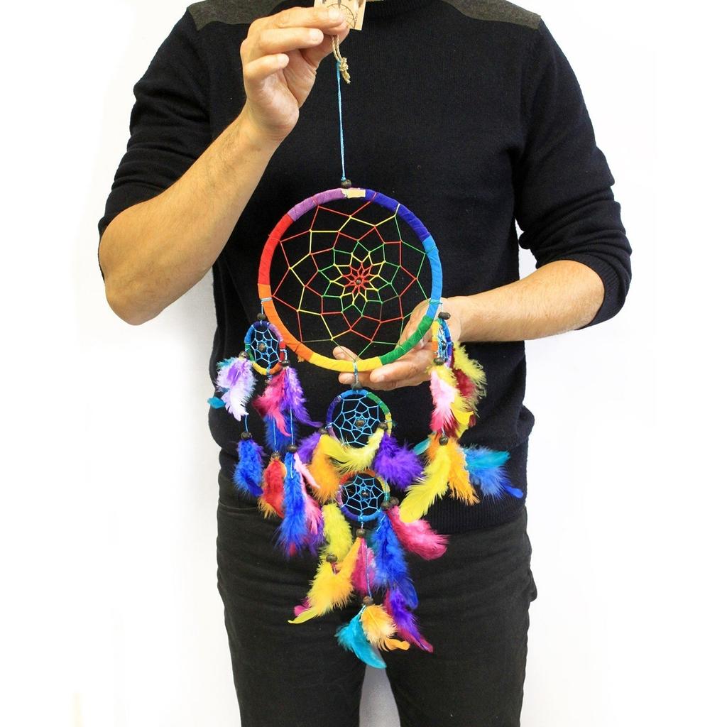 Dream Catcher Round Rainbow 17cm, 3 Pack