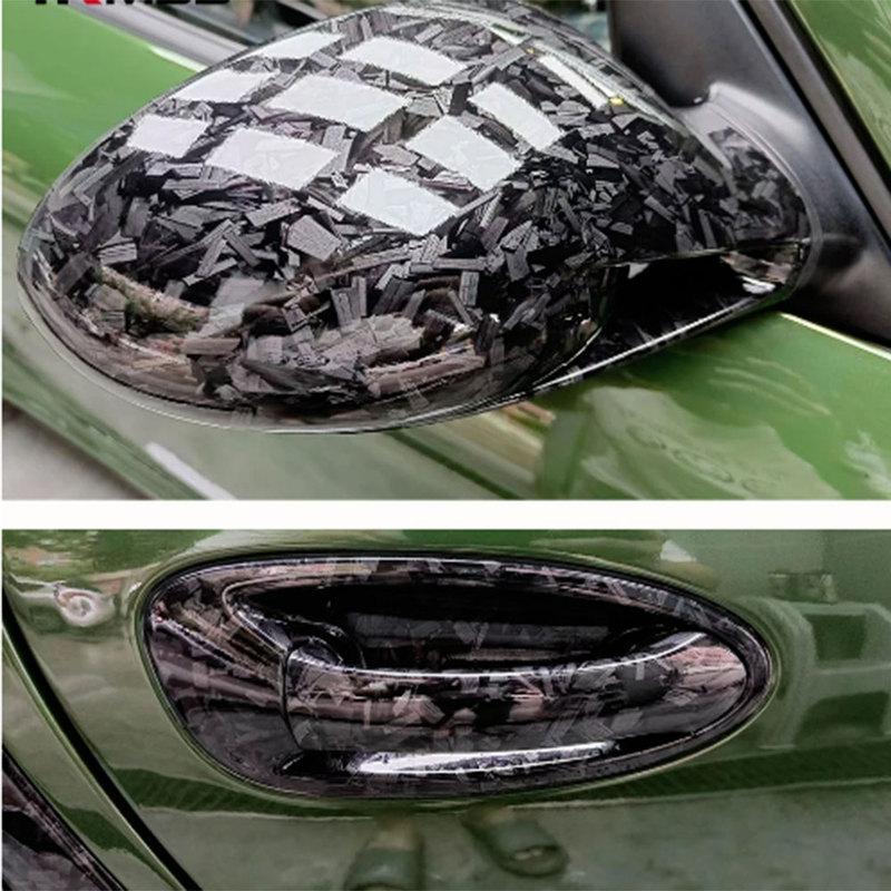 50cm X152cm PET High Glossy Quality Black Silver Forged Carbon Fiber Vinyl Car Wrap Film Self Adhesive Stickers with Air Release