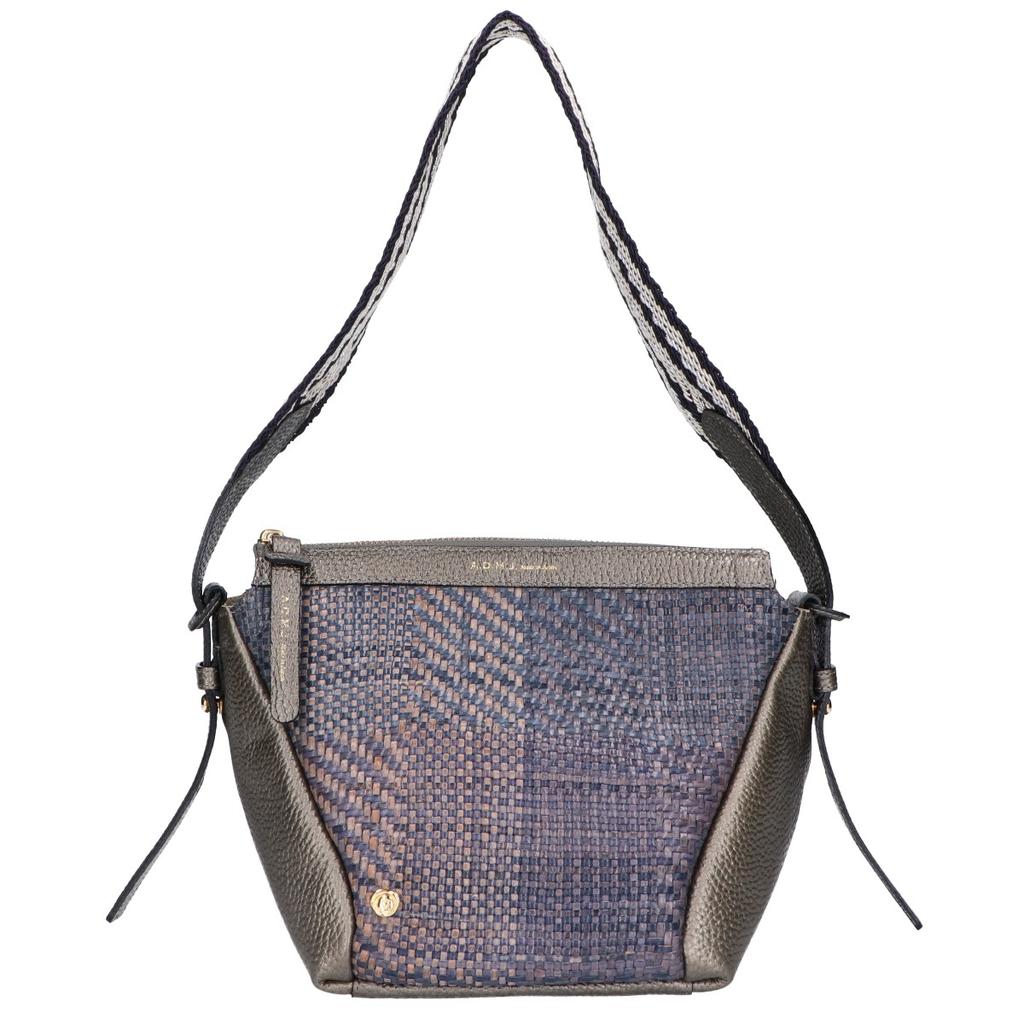 A.D.M.J. Accessoires De Mademoiselle [Excellent Condition] Goat Leather x Mesh One Shoulder Bag/ Handbag grayUsed