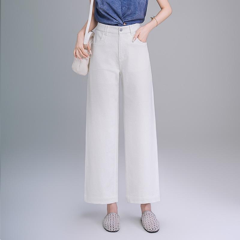 

2026 Women s Korean Style Light Nine-Point Wide Leg Drape Jeans 3XL