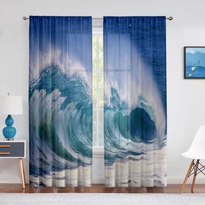 Ozean Meerwasser Sommer Tropisch Surfen Wellen Transparente Vorhänge für Wohnzimmer Schlafzimmer Dekor Fenster Chiffon Voiles Tüll Vorhang