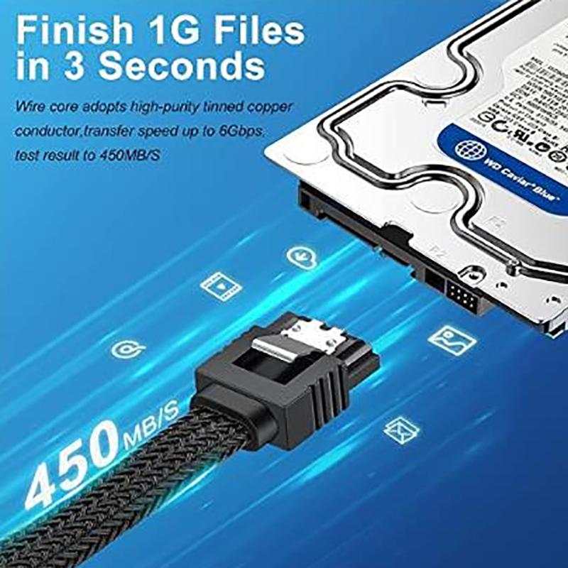 Sata 3.0 Iii Sata3 7Pin Data Cable 6Gb/S Ssd Cables Hdd Hard Disk Drive Cord Line With Nylon Premium Sleeved