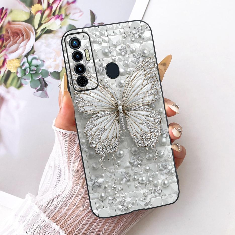For Tecno Camon 17 Pro Case CG8 CG8h Luxury Butterfly Tree Painted Cover Soft Silicone Case For Tecno Camon 17P Camon17 Pro Bags