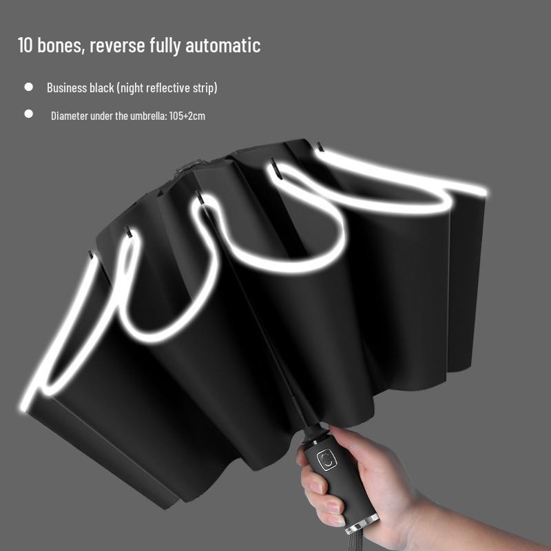Automatic Windproof Umbrella: UV Protection, Large Folding Design, Wooden Handle for Sun and Rain