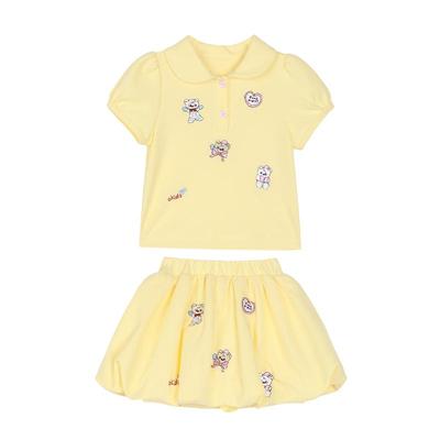 LUSON Mädchen Stickerei Polo Kleid Set