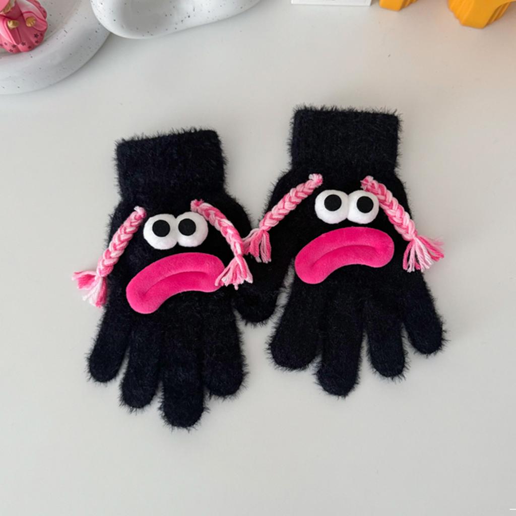 Ladies' Faux Mink  Split Finger Gloves Are Cute And Funny, With A Sausage Mouth That Keeps Warm And Thick Furry Five Finger Gloves