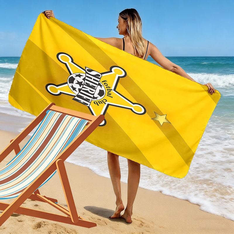FC Sheriff Print Beach Towel, Large Soft Quick Dry Towel for Beach Camping Swimming